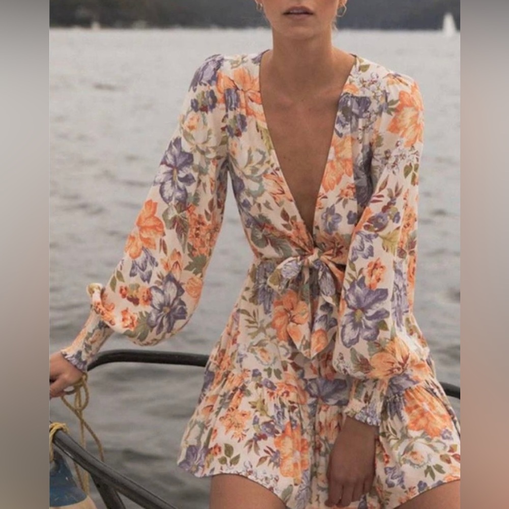 NWT KIVARI ASTER FLORAL MINI DRESS LILAC FLORAL